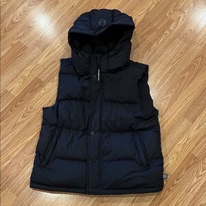 Black Super Puff Hooded Puffer Vest